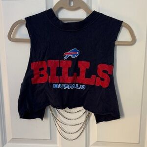 Buffalo Bills Women's Chain Detail Crop Top - Navy and Red